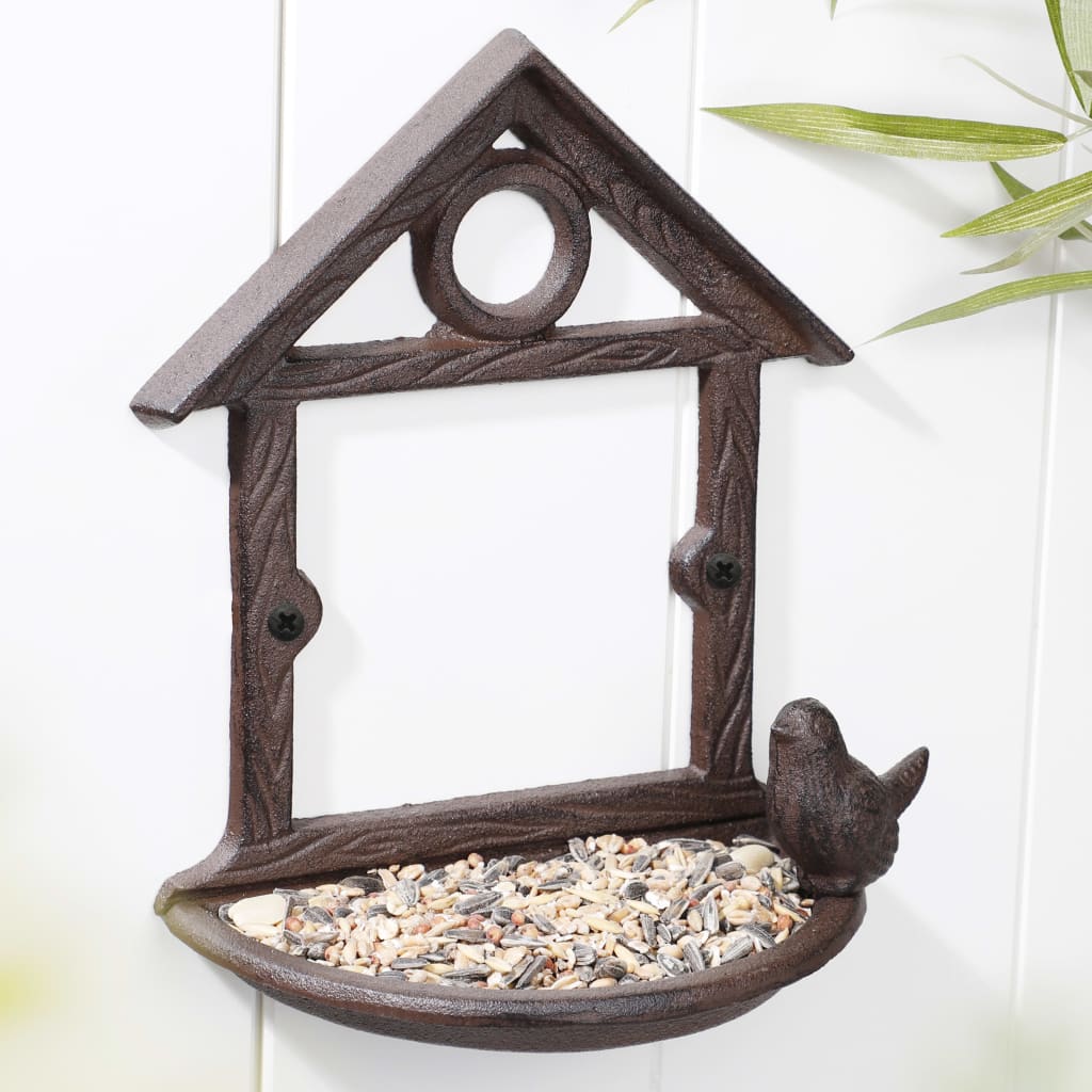 HI Hanging Bird Feeder House Shape 18 cm Brown