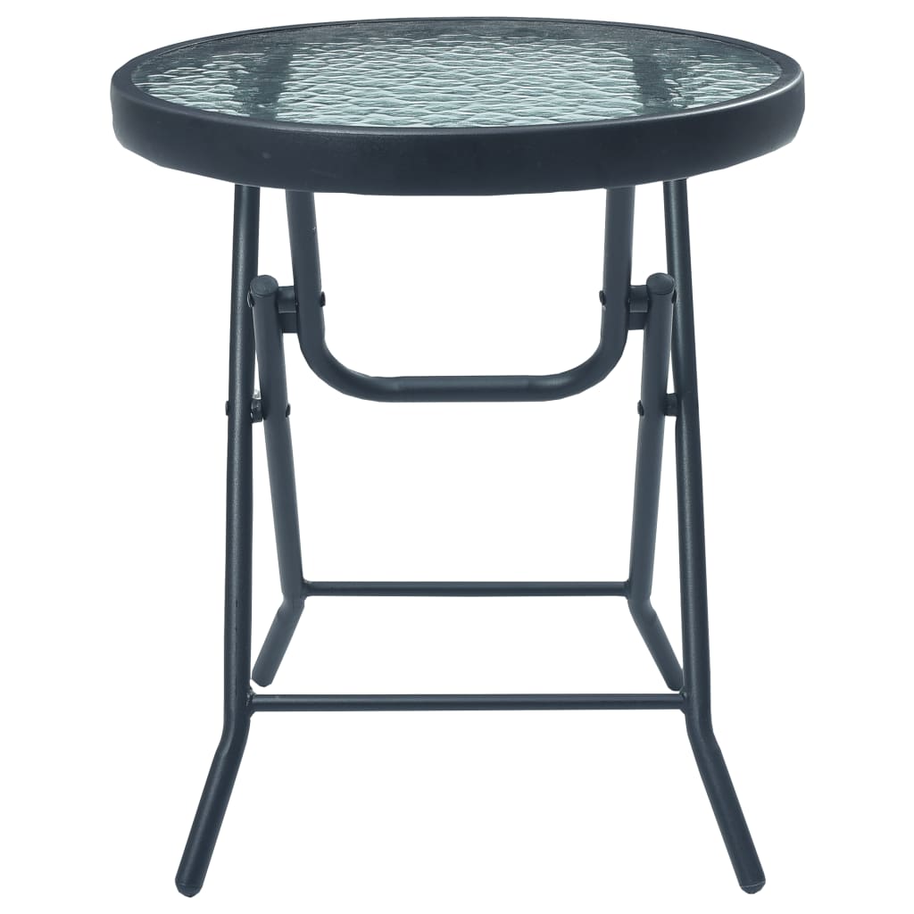 Bistro Table Black 40x46 cm Steel and Glass