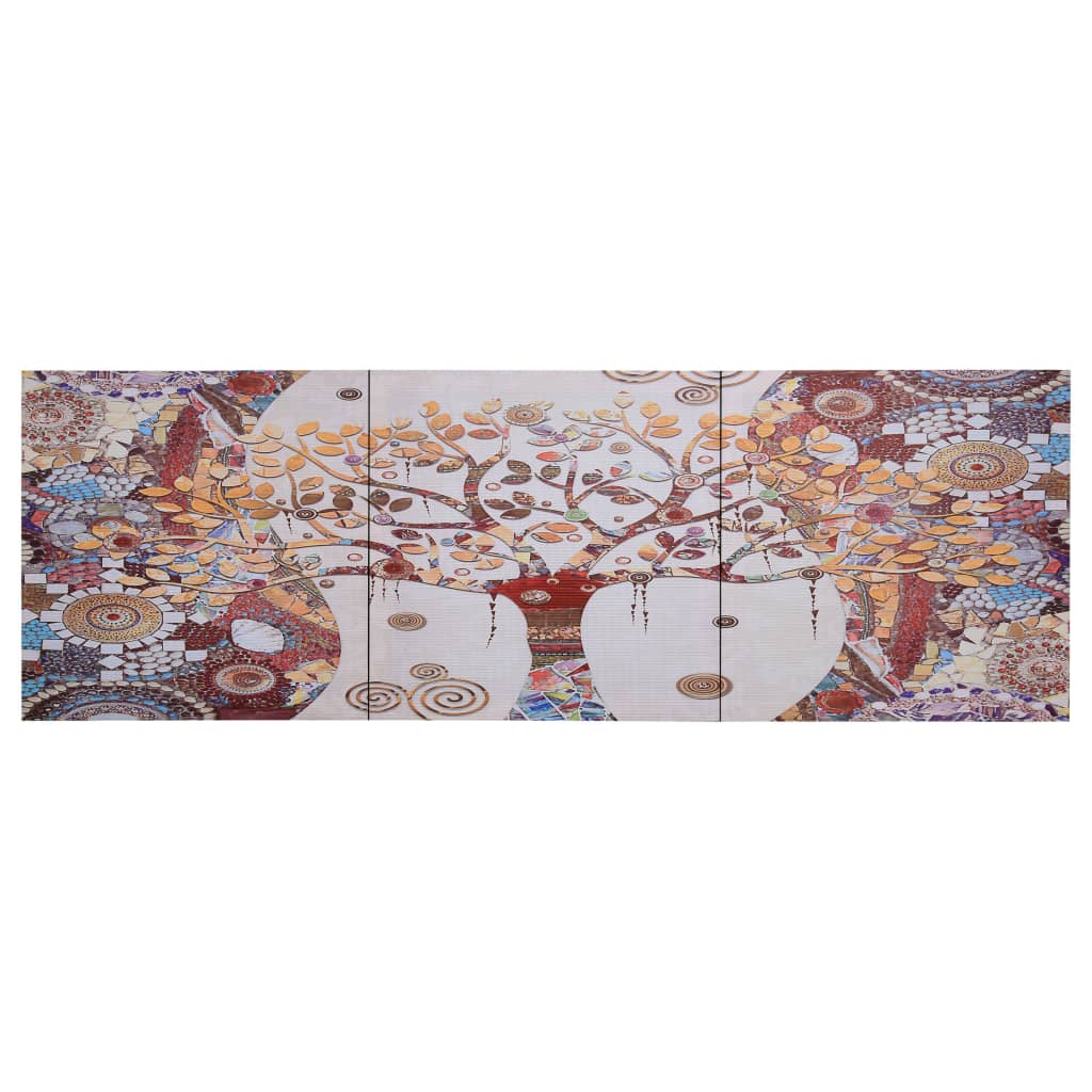 Canvas Wall Print Set Tree Multicolour 120x40 cm