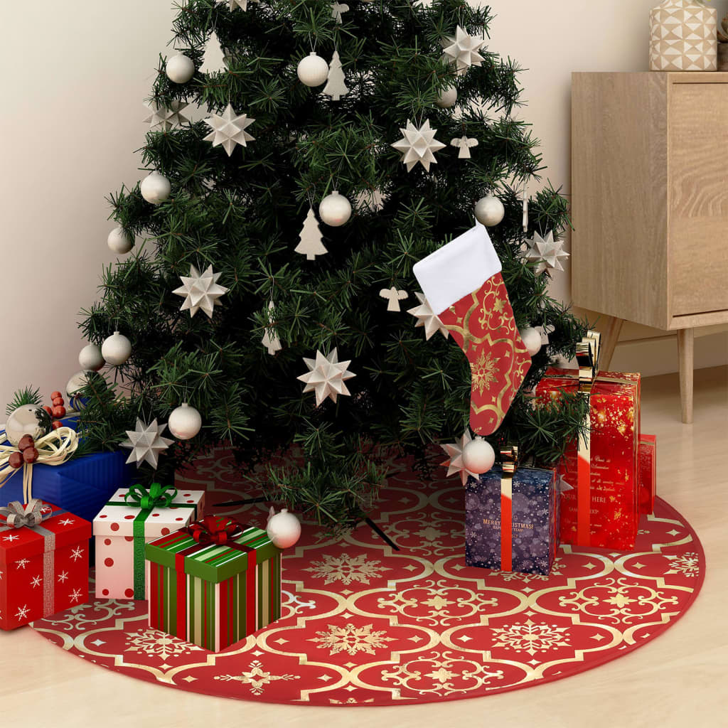 Luxus-Weihnachtsbaumdecke mit Socke Rot 90 cm Stoff