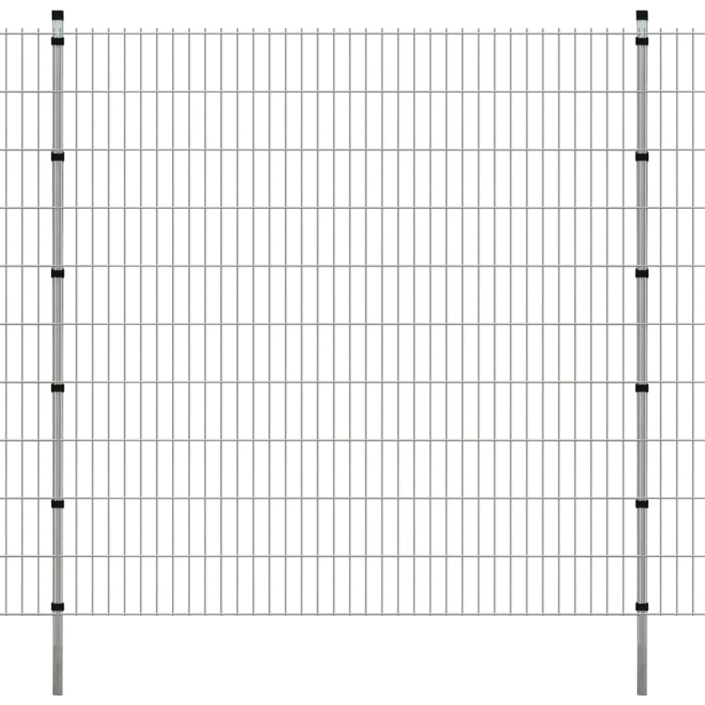 2D Garden Fence Panel & Posts 2008x2030 mm 2 m Silver