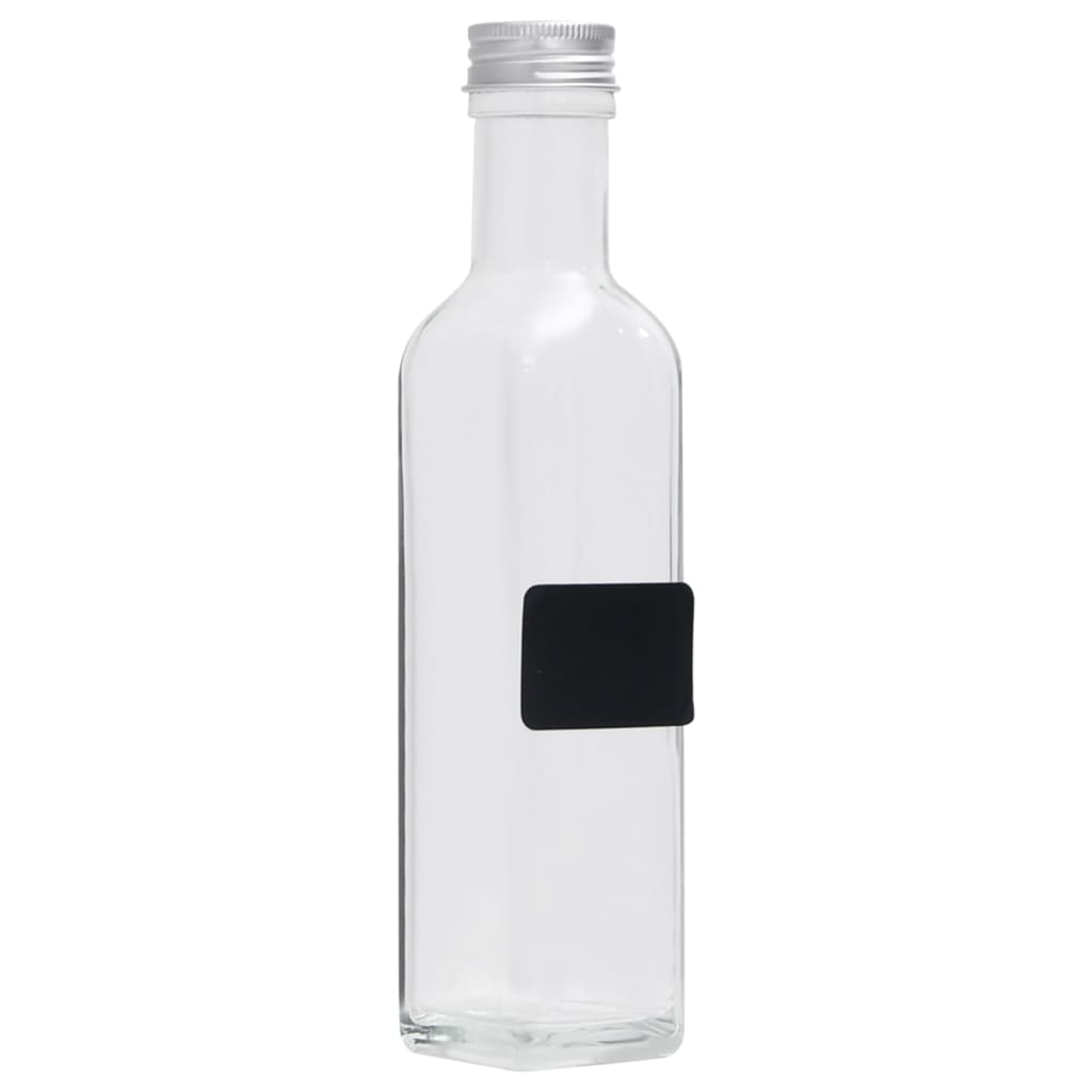 150707 Glass Bottles with Screw Cap 12 pcs Square 250 ml