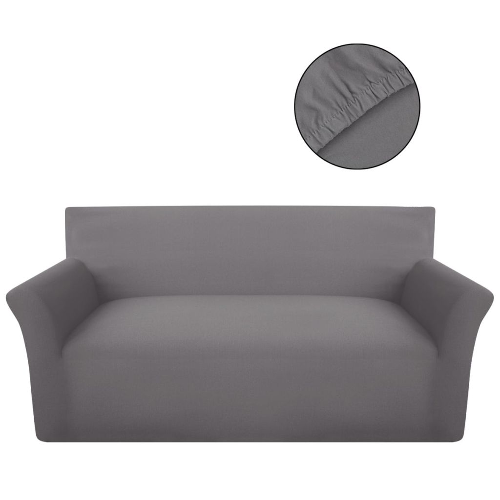 131026 Stretch Couch Slipcover Grey Cotton Jersey 