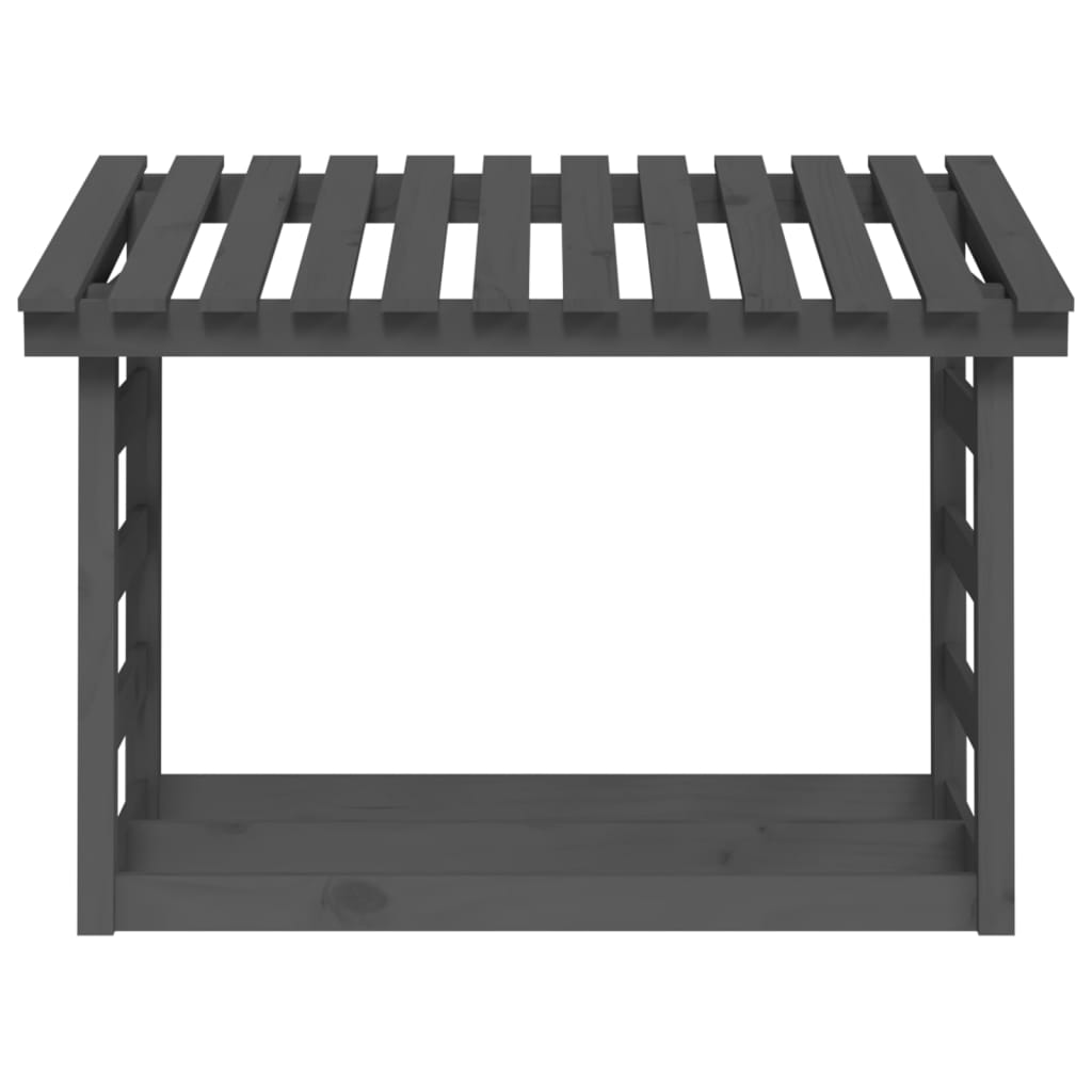 Firewood Rack Grey 108x64.5x78 cm Solid Wood Pine