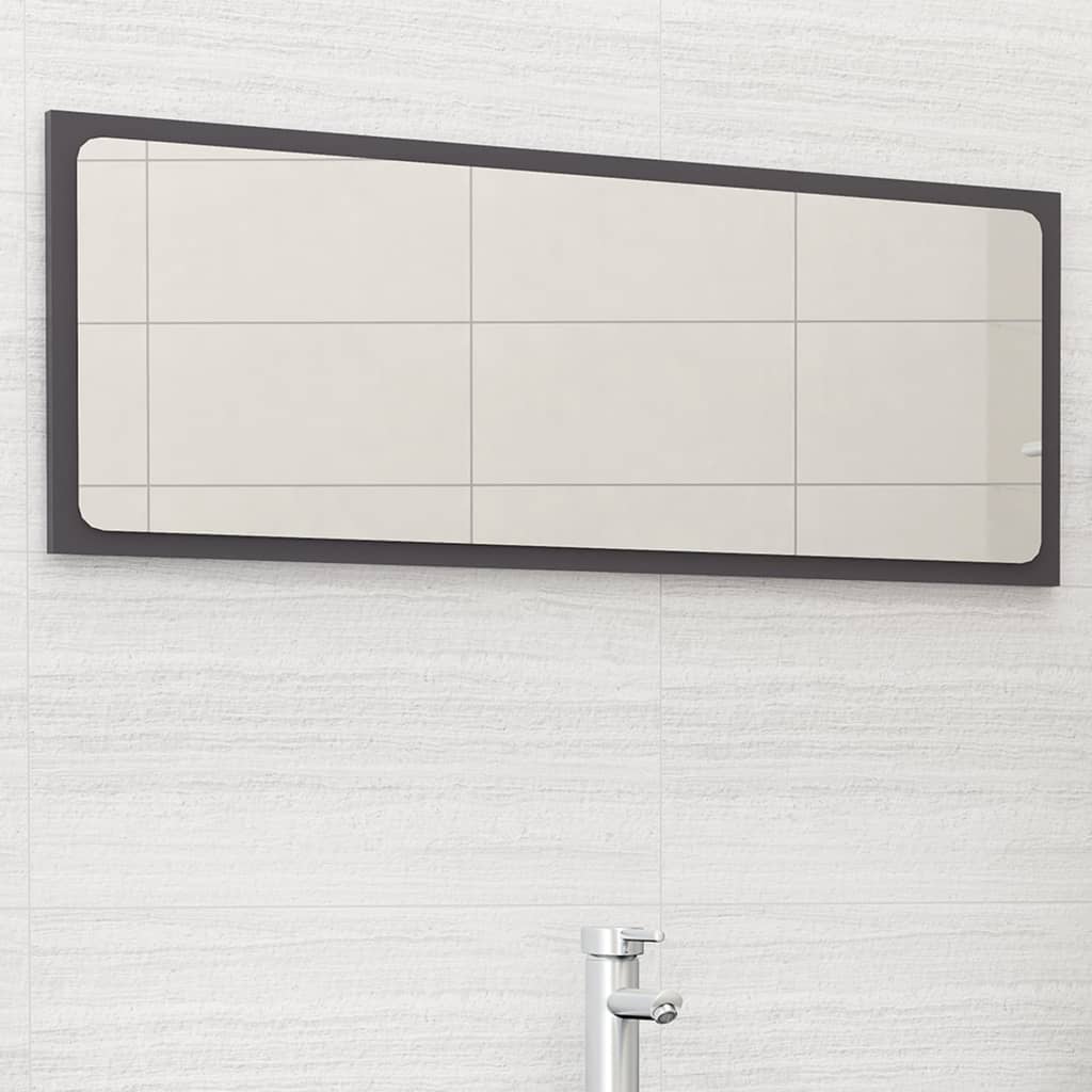 Badspiegel Hochglanz-Grau 100x1,5x37 cm Holzwerkstoff