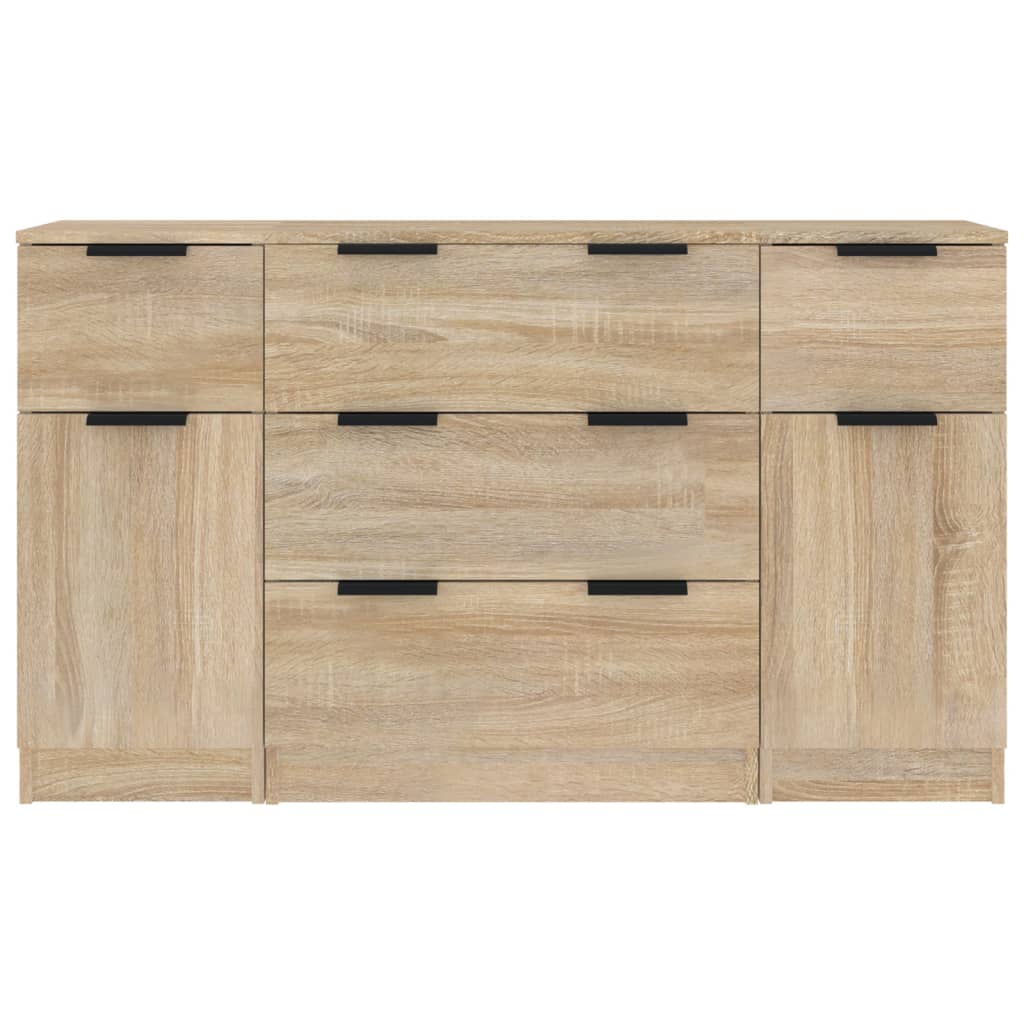 3 Piece Sideboard Set Sonoma Oak Engineered Wood