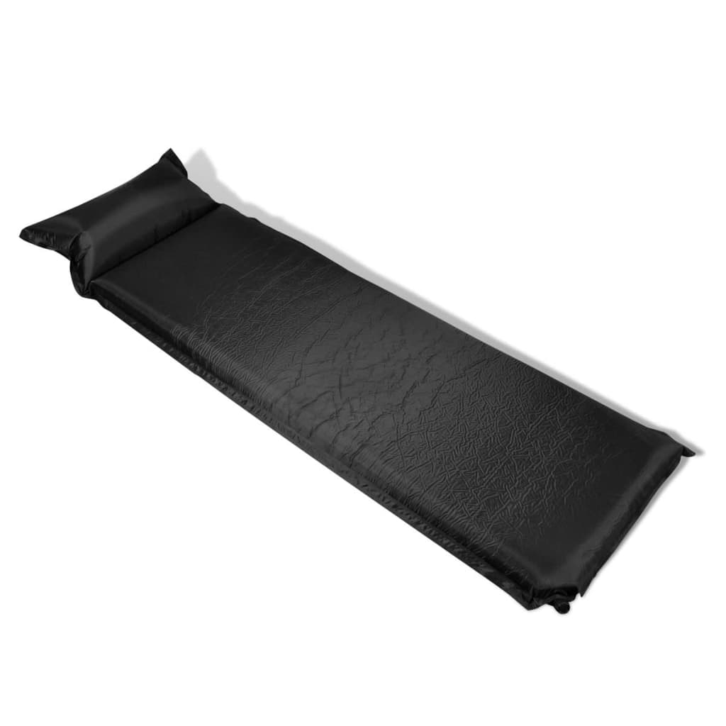 Matelas auto-gonflant avec oreiller 10 x 66 x 200 cm noir