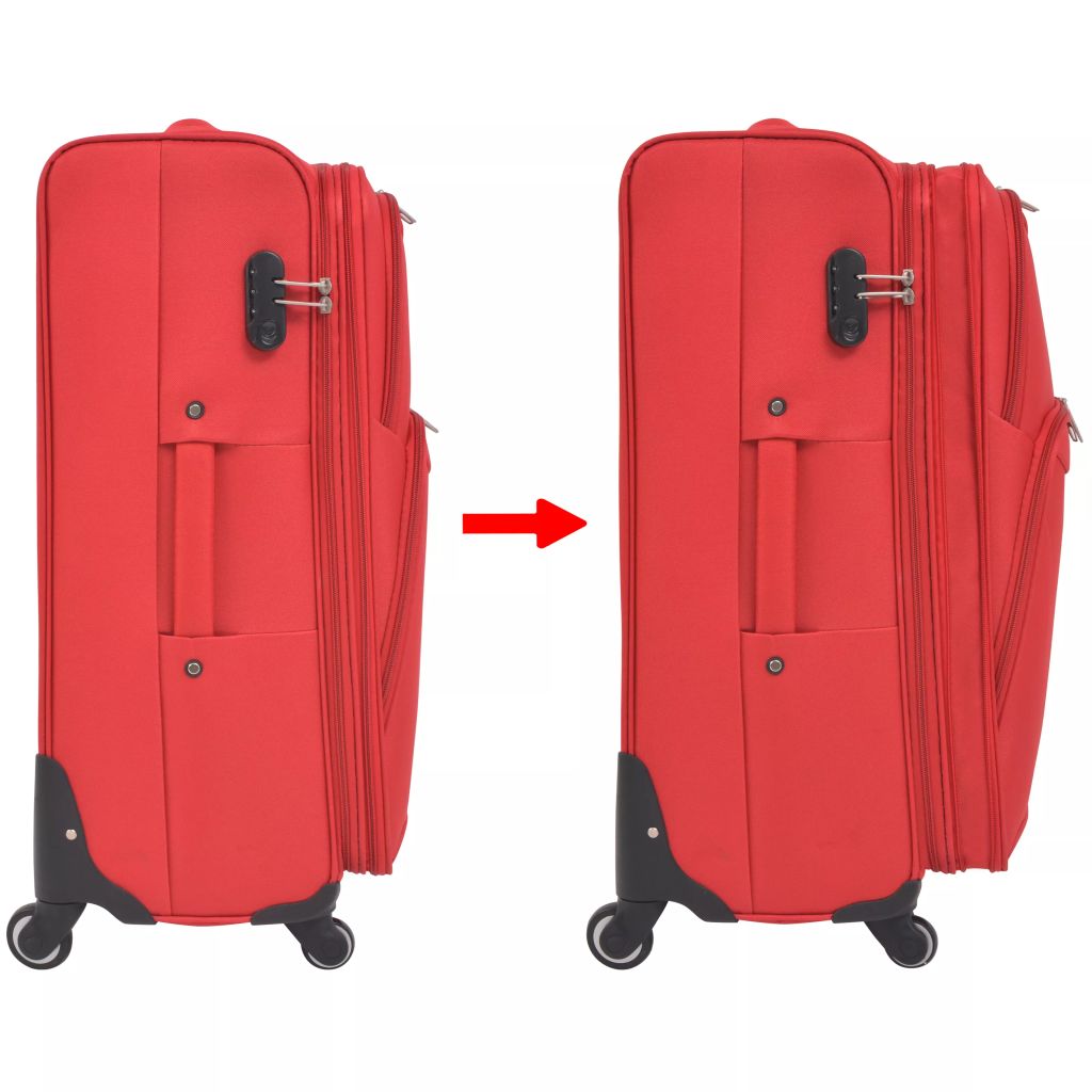 3 Piece Soft Case Trolley Set Red