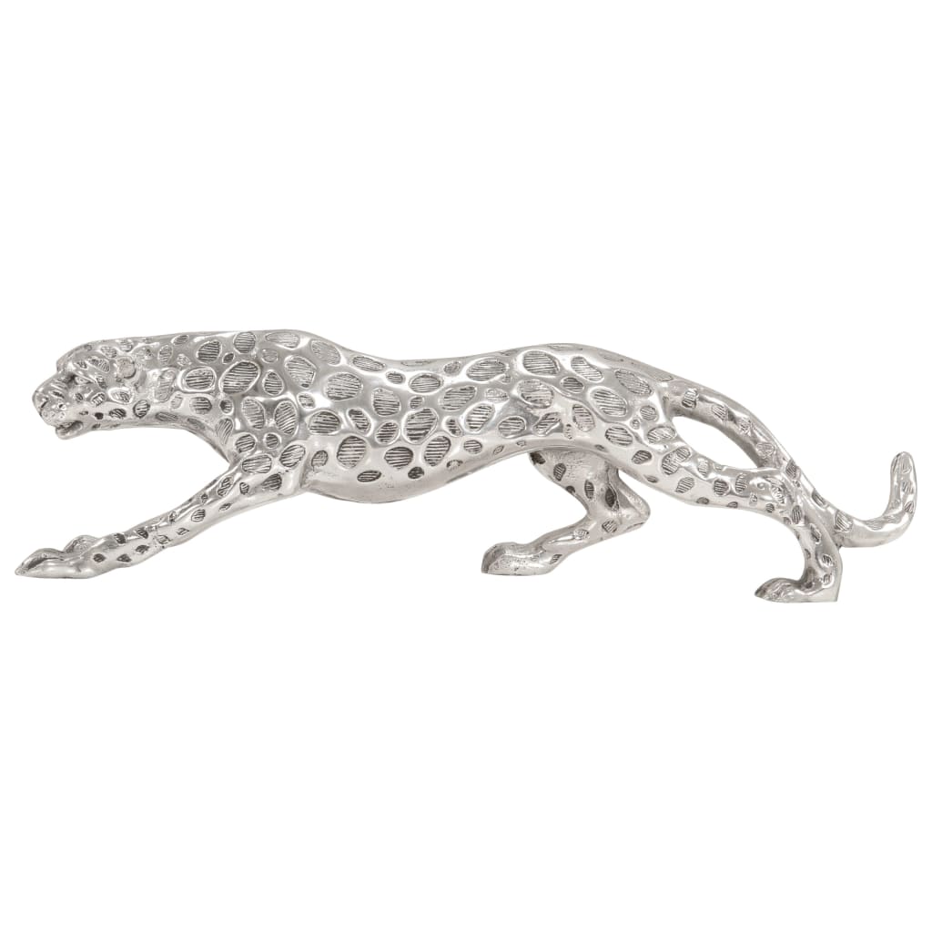 Jaguar Skulptur Vollaluminium 50x10x14 cm Silbern