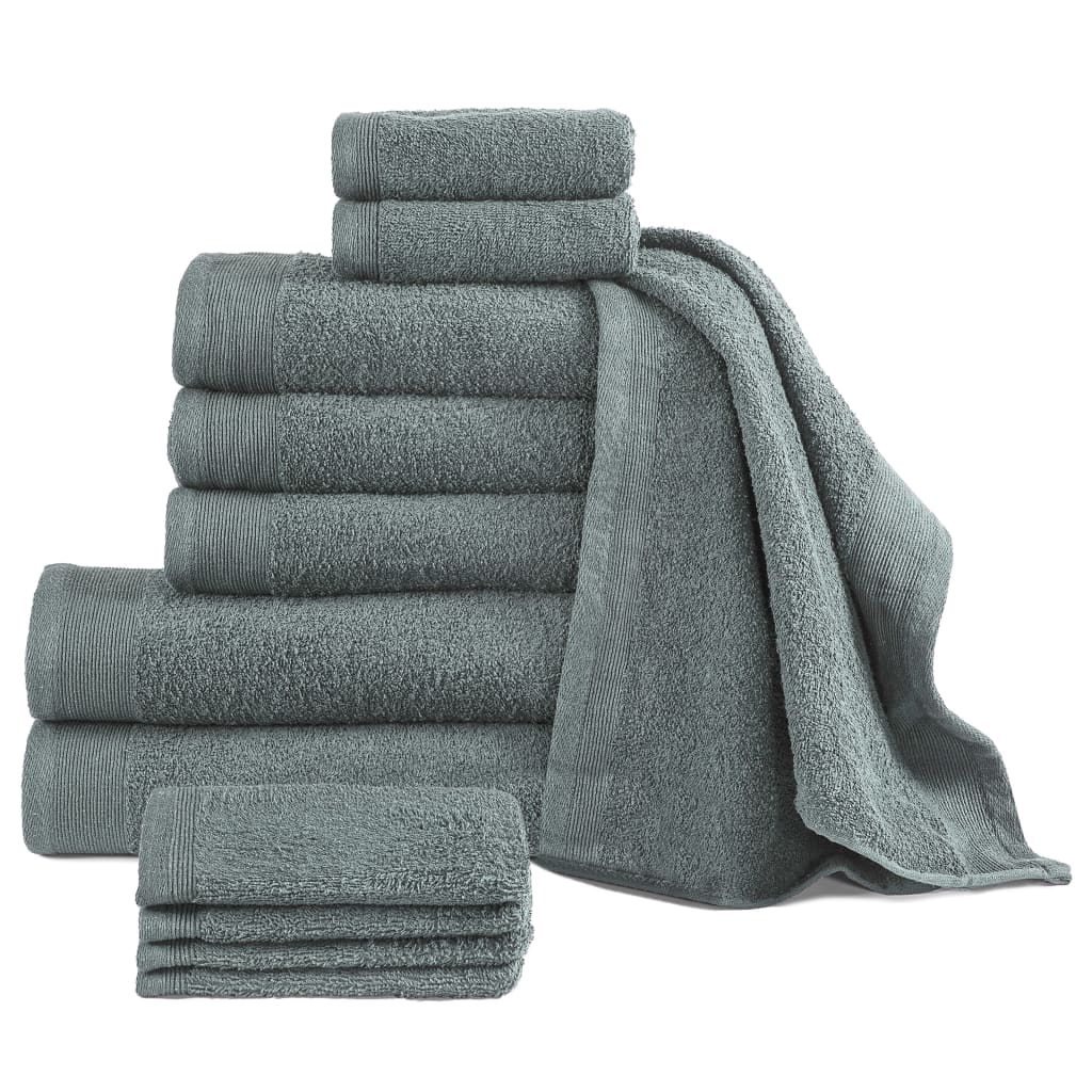 12 Piece Towel Set Cotton 450 gsm Green