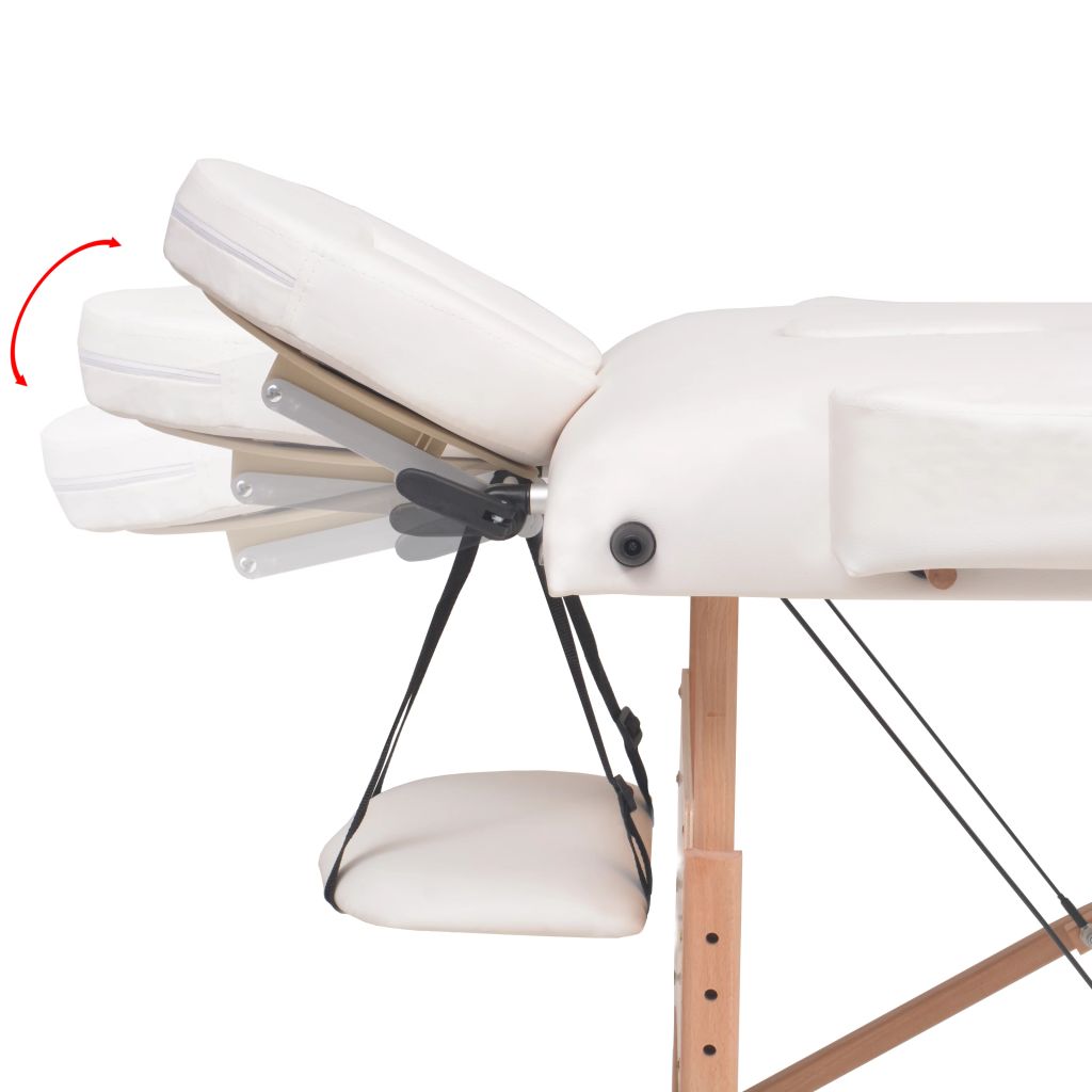 Massageliege 3-Zonen mit Hocker Klappbar 10 cm Sitz Weiss