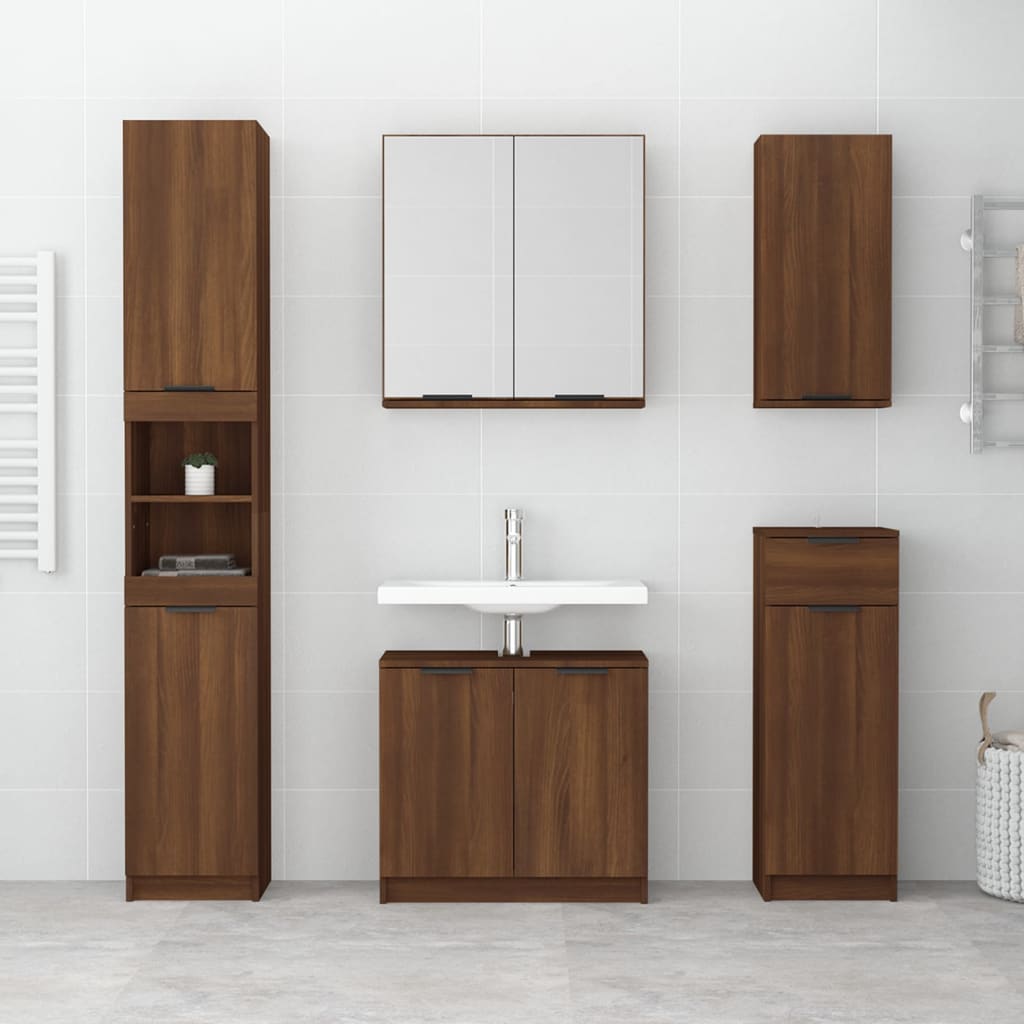 Bathroom Mirror Cabinet Brown Oak 64x20x67 cm