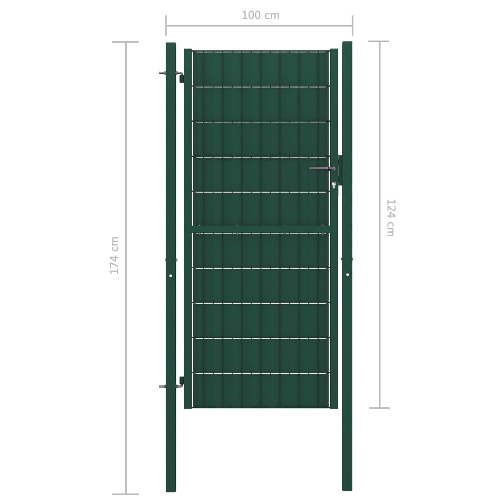 Fence Gate PVC and Steel 100x124 cm Green