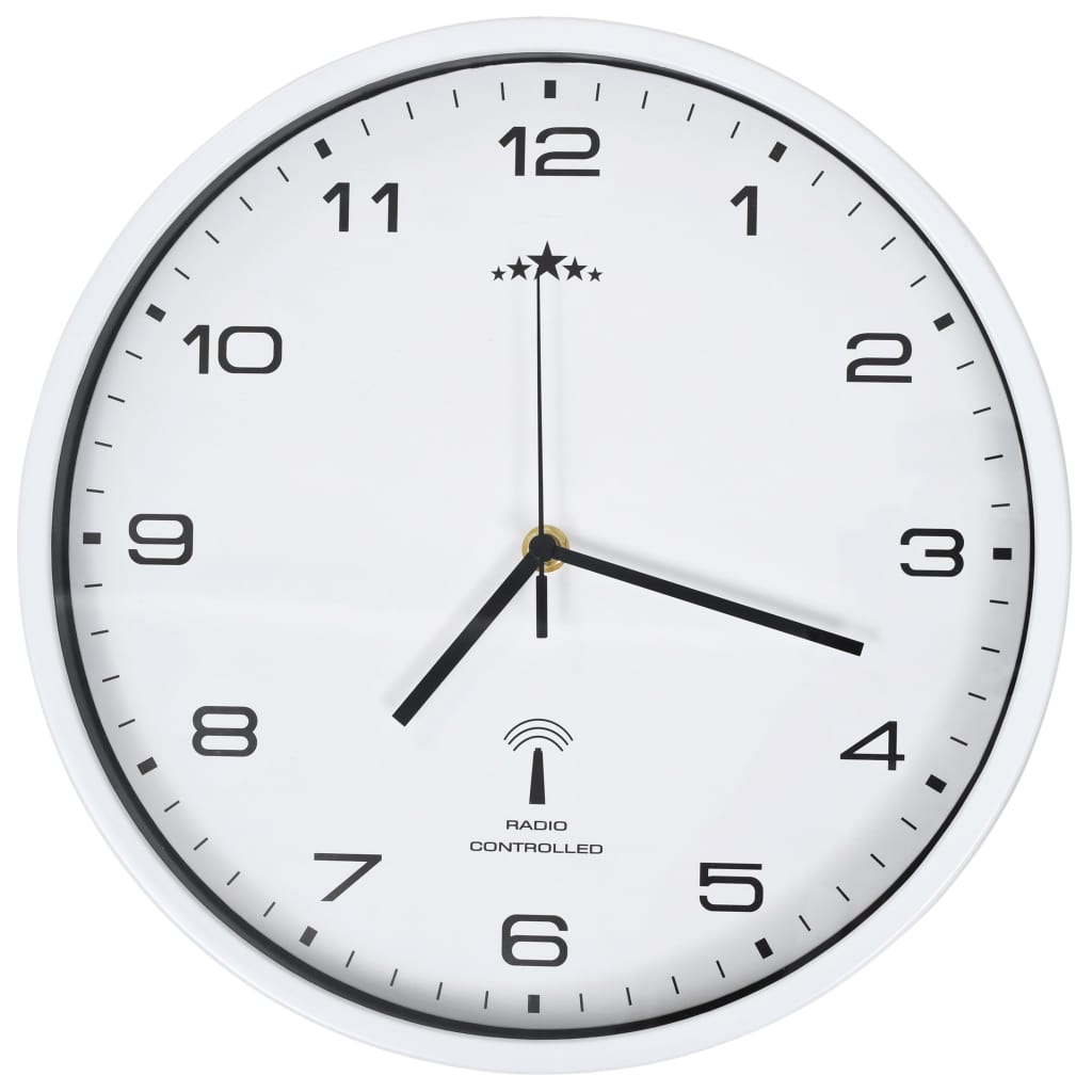 Radio Controlled Wall Clock with Quartz Movement 31 cm White