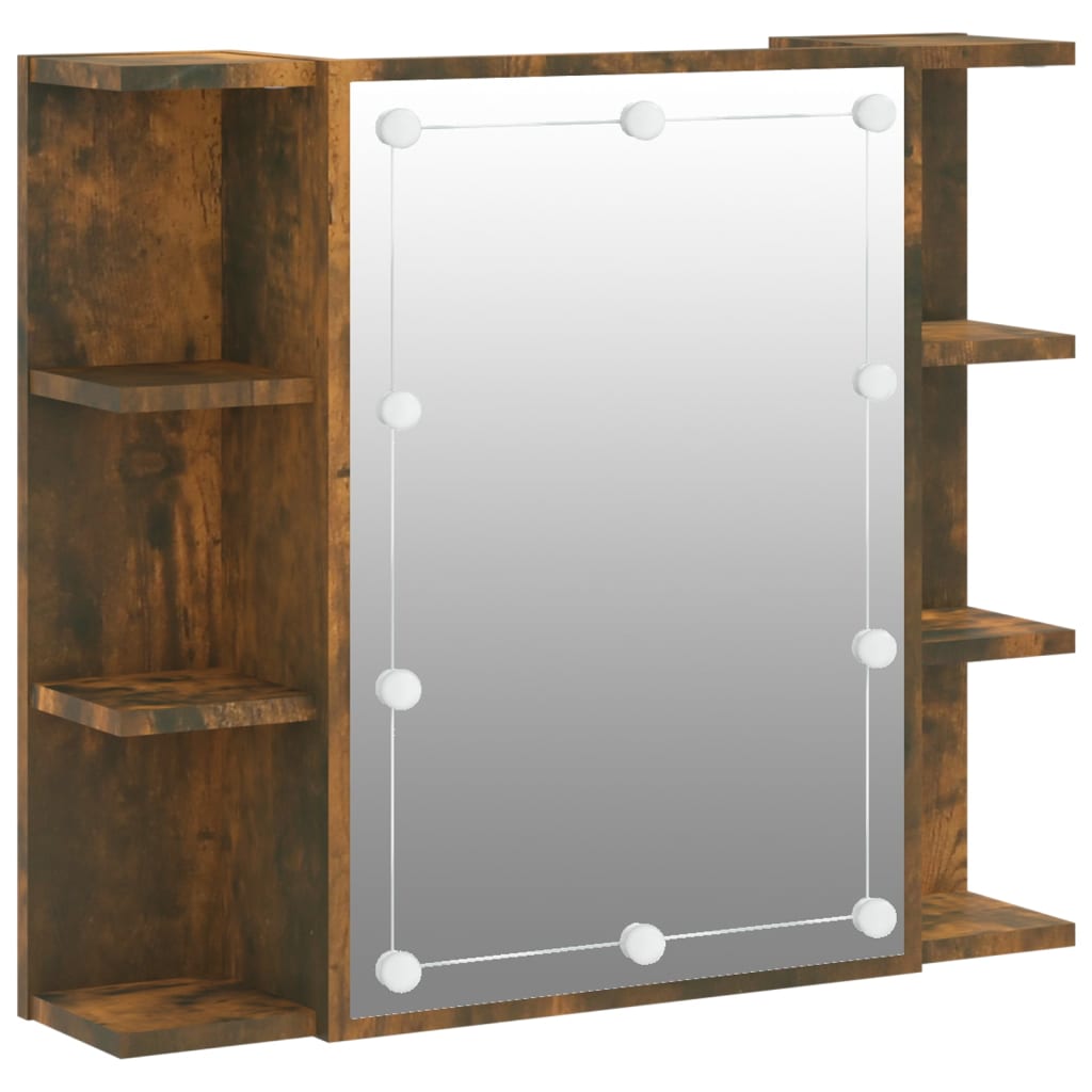 Armoire à miroir avec LED Chêne fumé 70x16,5x60 cm