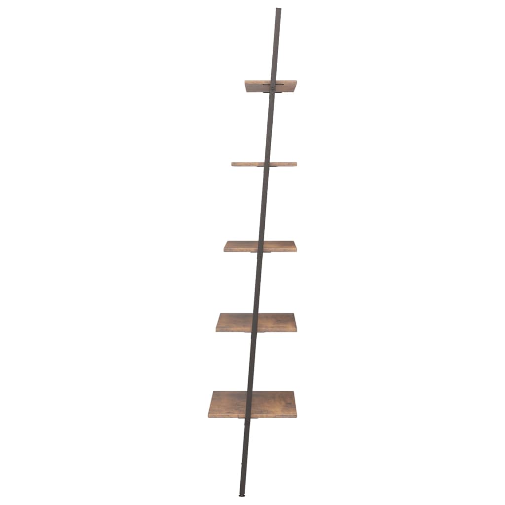 Leiterregal mit 5 Böden Dunkelbraun und Schwarz 64x34x185,5 cm