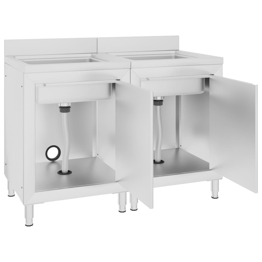 Commercial Kitchen Sink Cabinets 2 pcs Stainless Steel