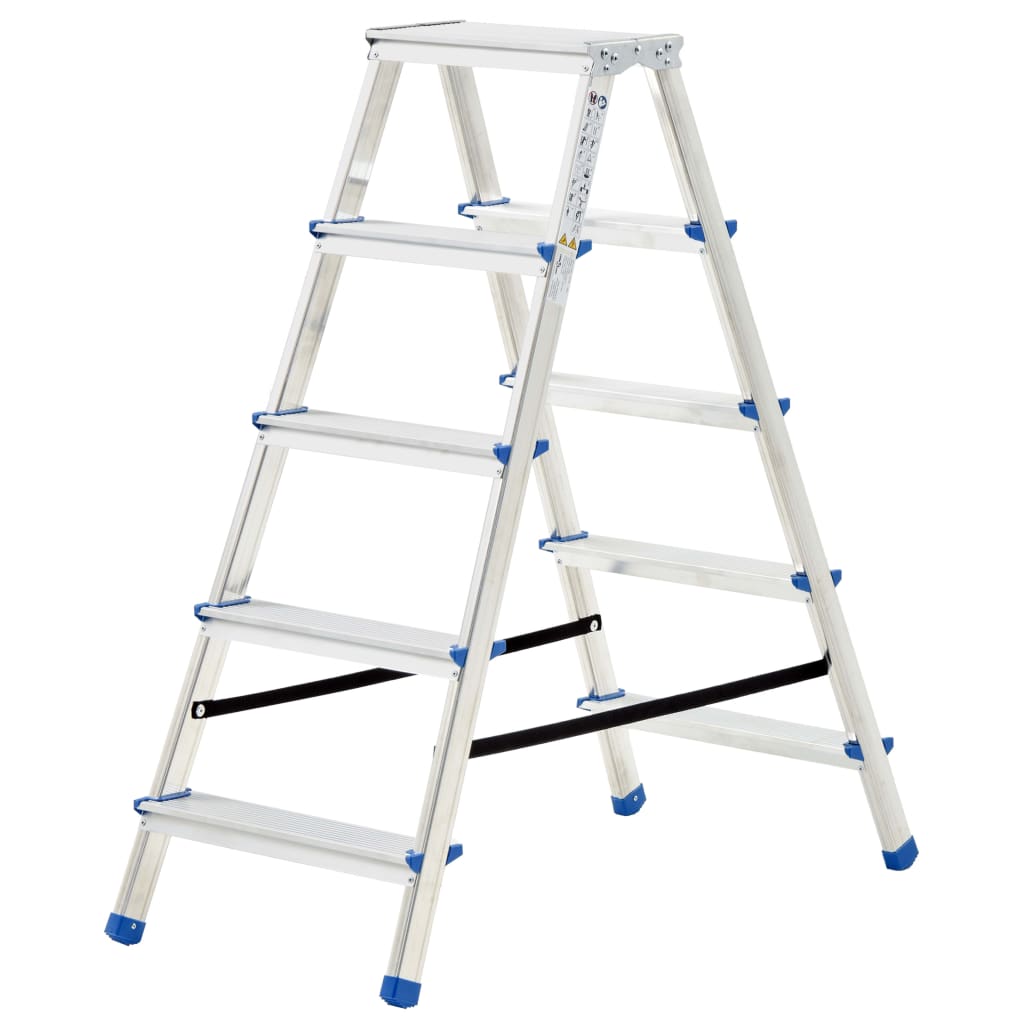 Aluminium Double-Sided Step Ladder 5 Steps 113 cm
