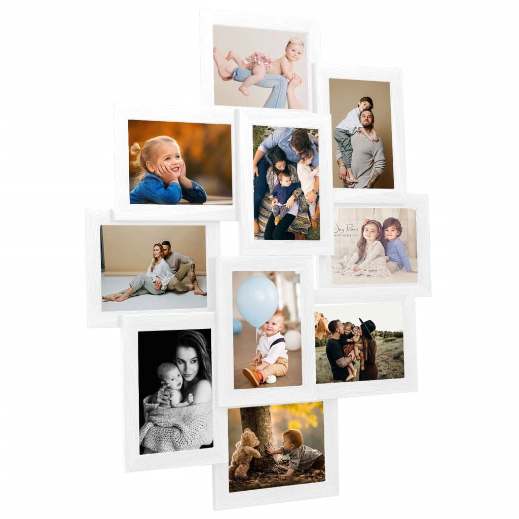 Collage Photo Frame for 10x(10x15 cm) Picture White MDF