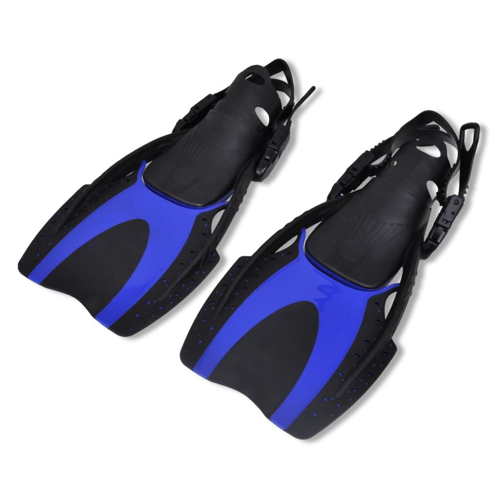 Diving Set Snorkel Fins Lens Blue for Kids 35 - 37