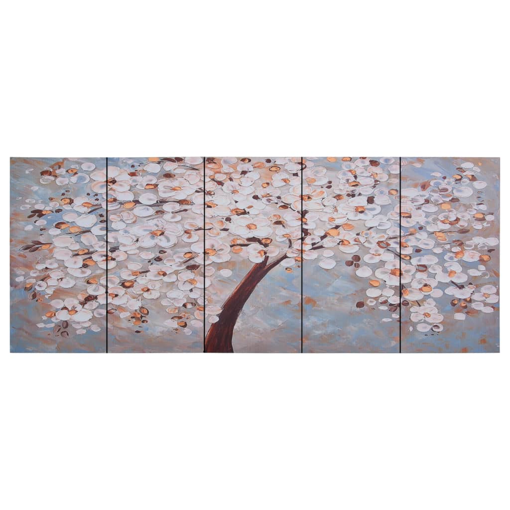 Canvas Wall Print Set Blooming Tree Multicolour 150x60 cm