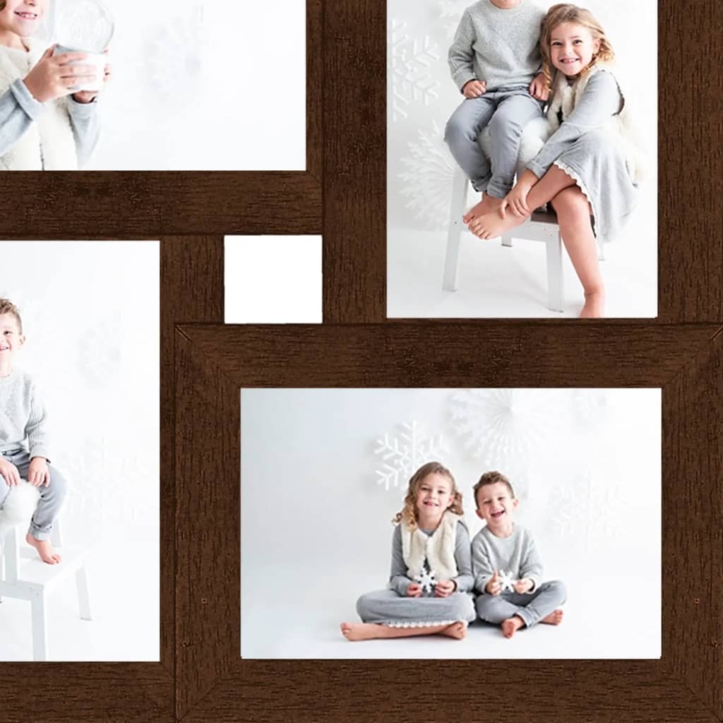 Collage Photo Frame for 4x(10x15 cm) Picture Dark Brown MDF