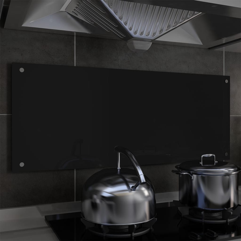 Kitchen Backsplash Black 100x40 cm Tempered Glass