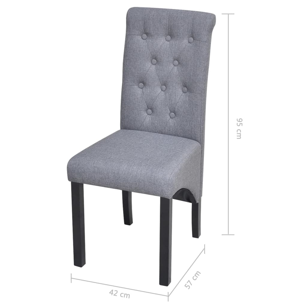 6 Dining Chairs Fabric Upholstery Dark Grey High
