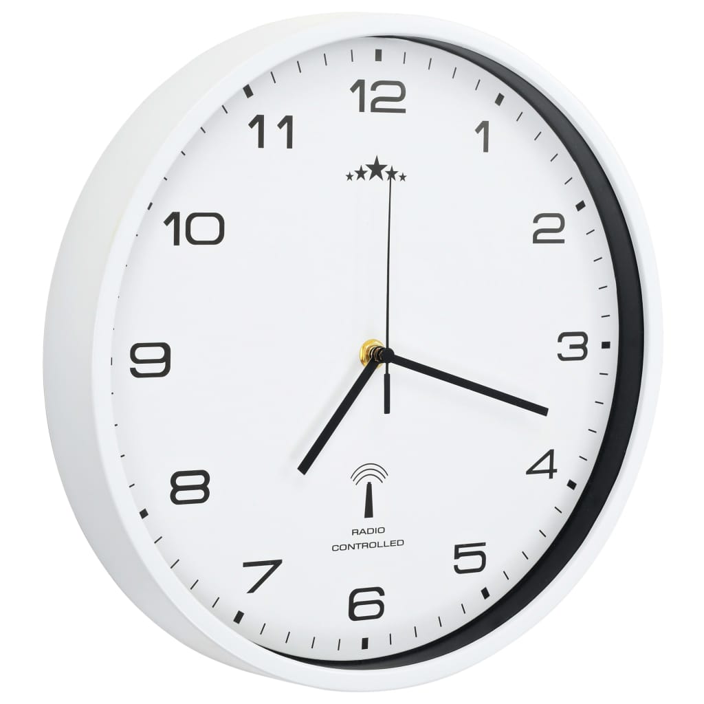 Radio Controlled Wall Clock with Quartz Movement 31 cm White