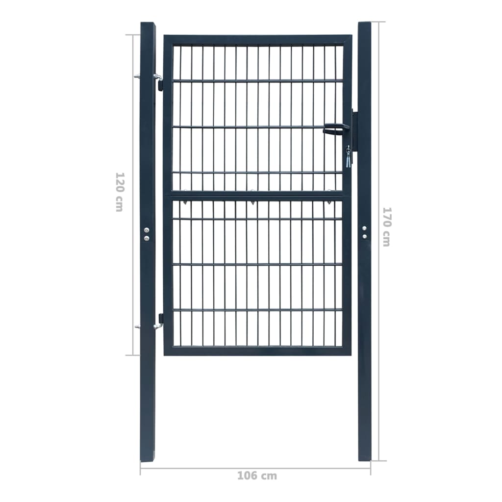 2D Fence Gate (Single) Anthracite Grey 106 x 170 cm