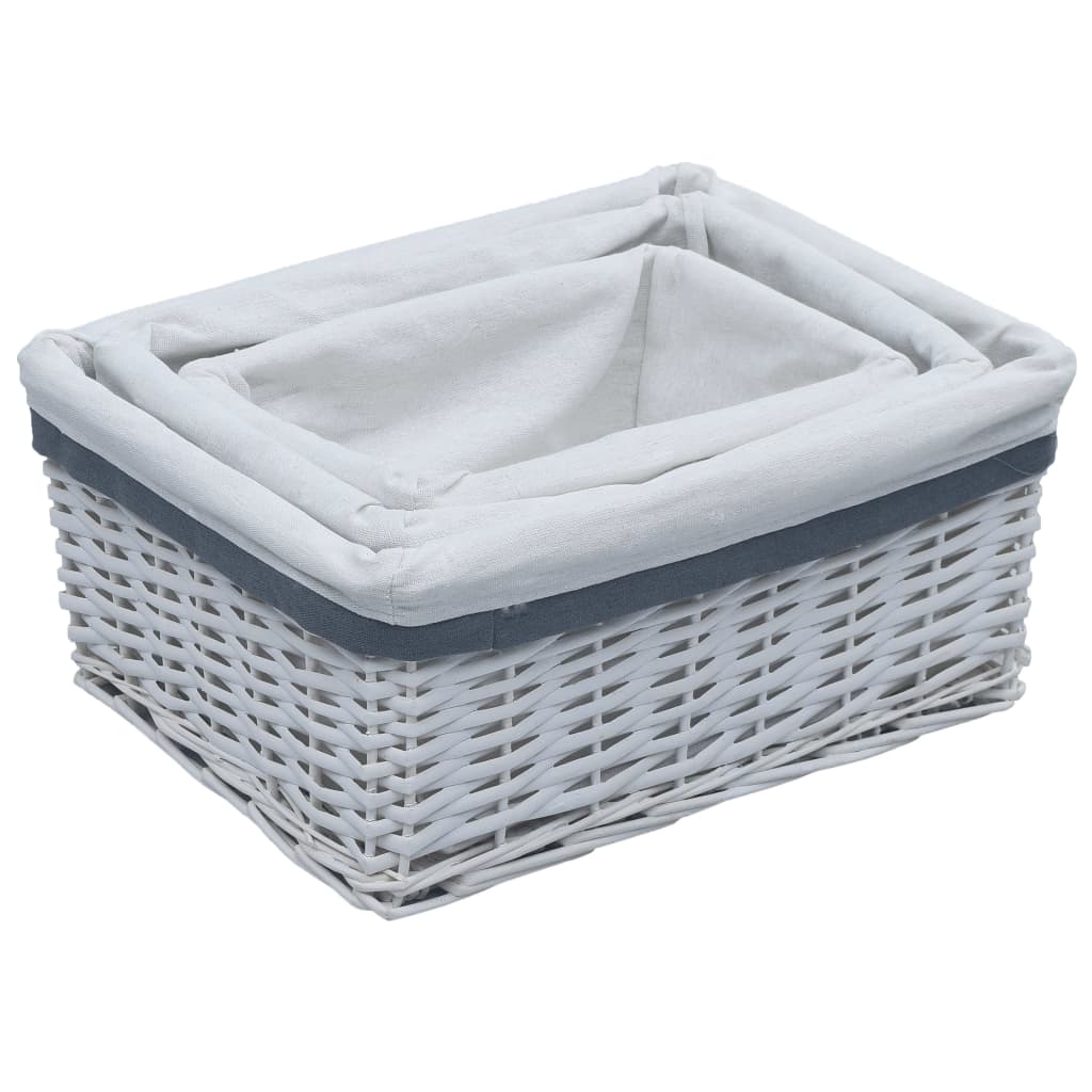 3 Piece Stackable Basket Set White Willow
