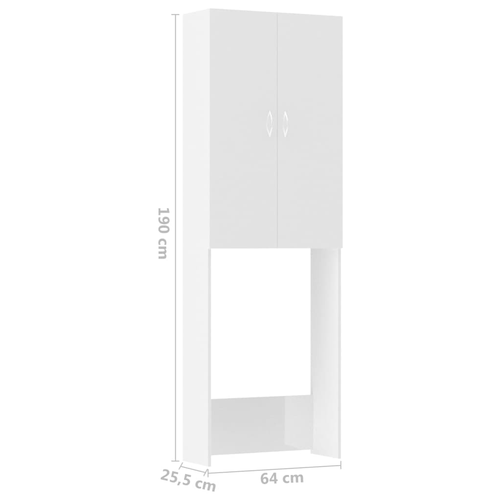Washing Machine Cabinet High Gloss White 64x25.5x190 cm