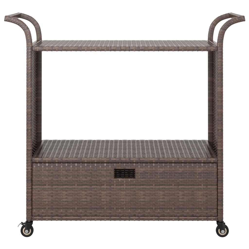 Bar Cart with Drawer Brown 100x45x97 cm Poly Rattan