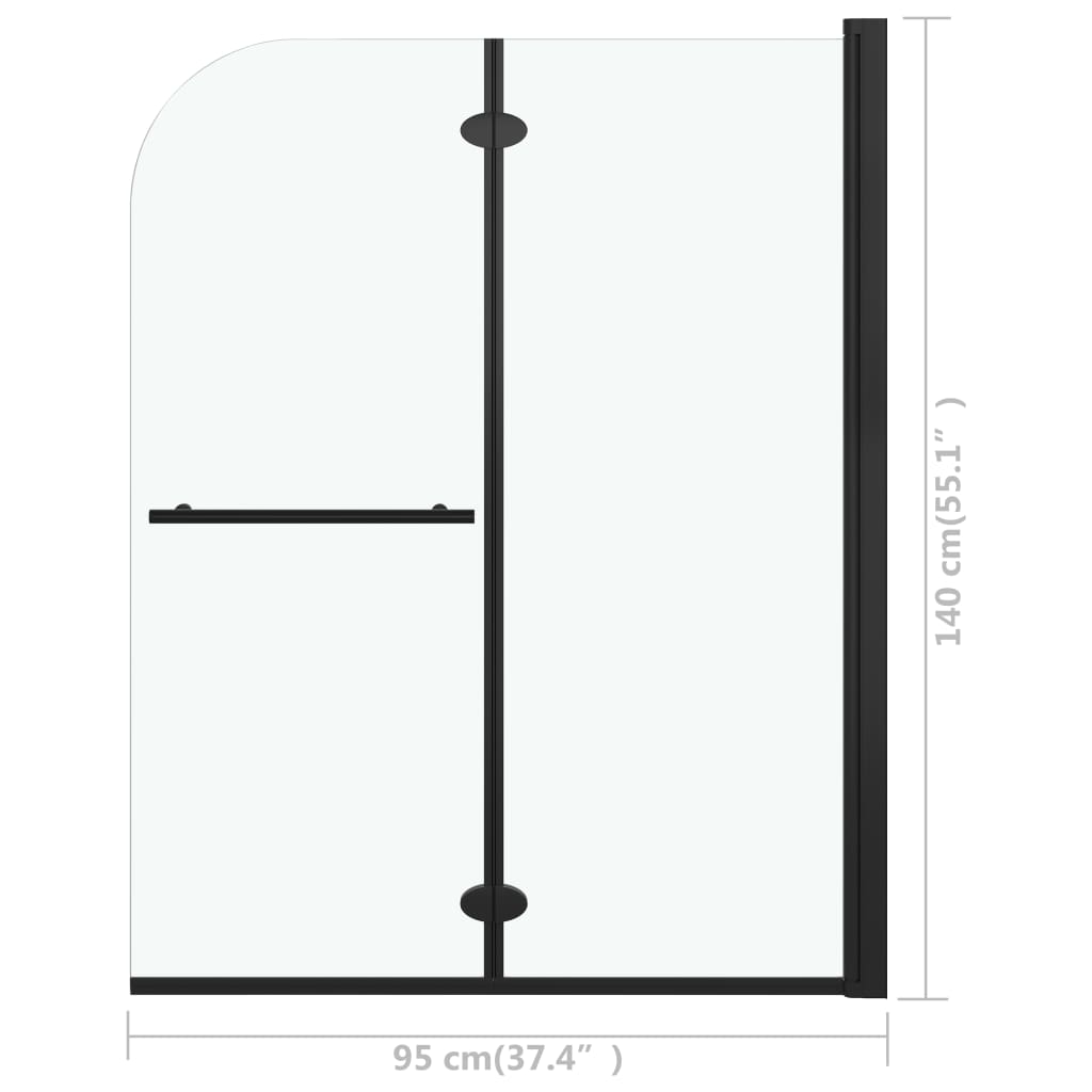 Folding Shower Enclosure 2 Panels ESG 95x140 cm Black