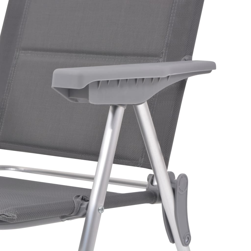 Chaise de camping 2 pcs Gris Aluminium 56 x 60 x 112 cm