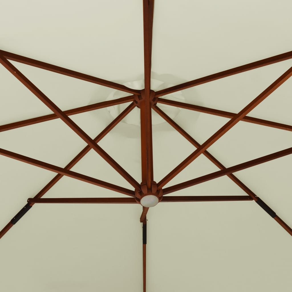 Ampelschirm mit Holzmast 350 cm Sandweiss