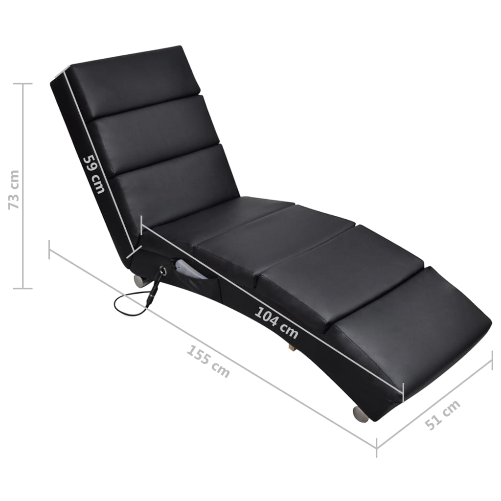 Chaise longue de massage Noir Similicuir