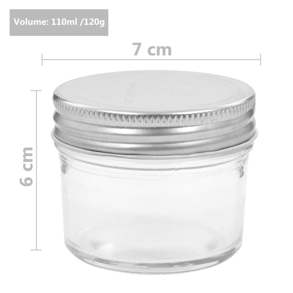 Glass Jam Jars with Silver Lids 24 pcs 110 ml