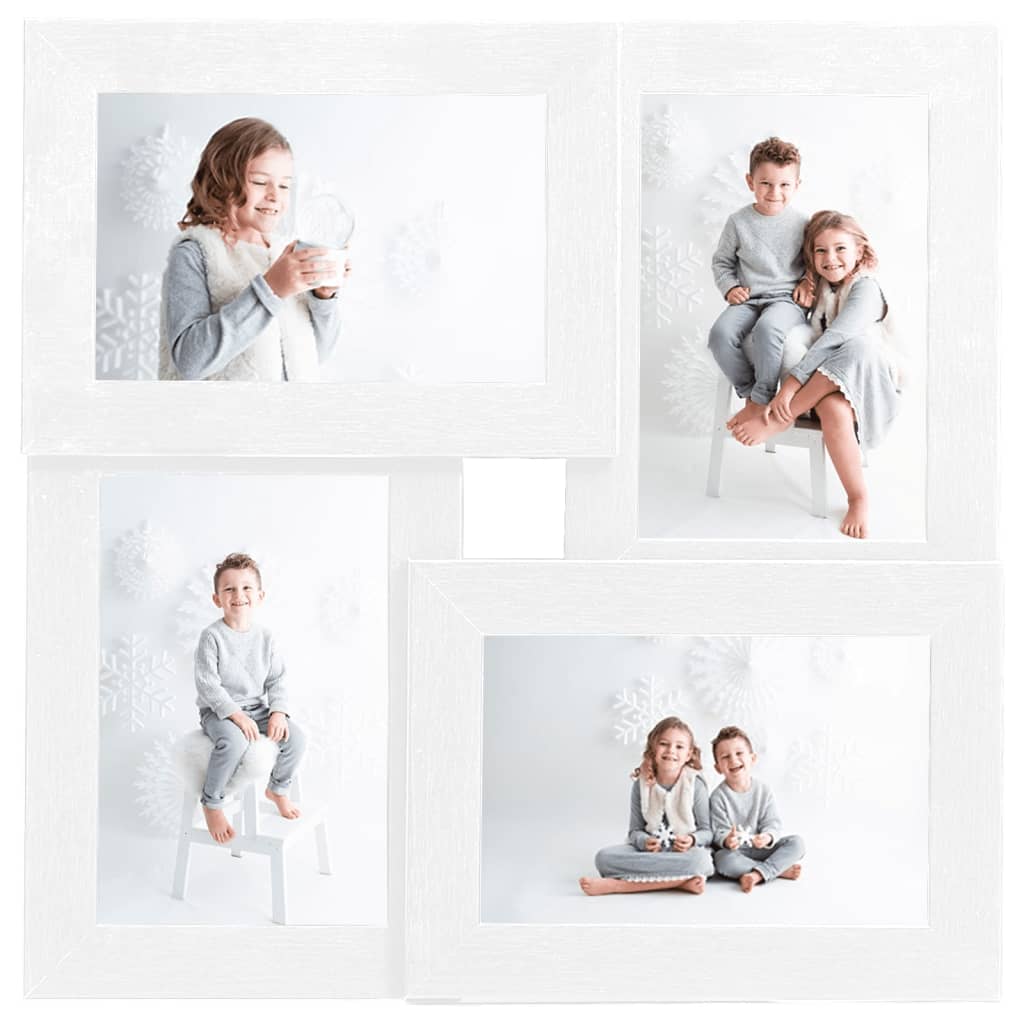Collage Photo Frame for 4x(10x15 cm) Picture White MDF