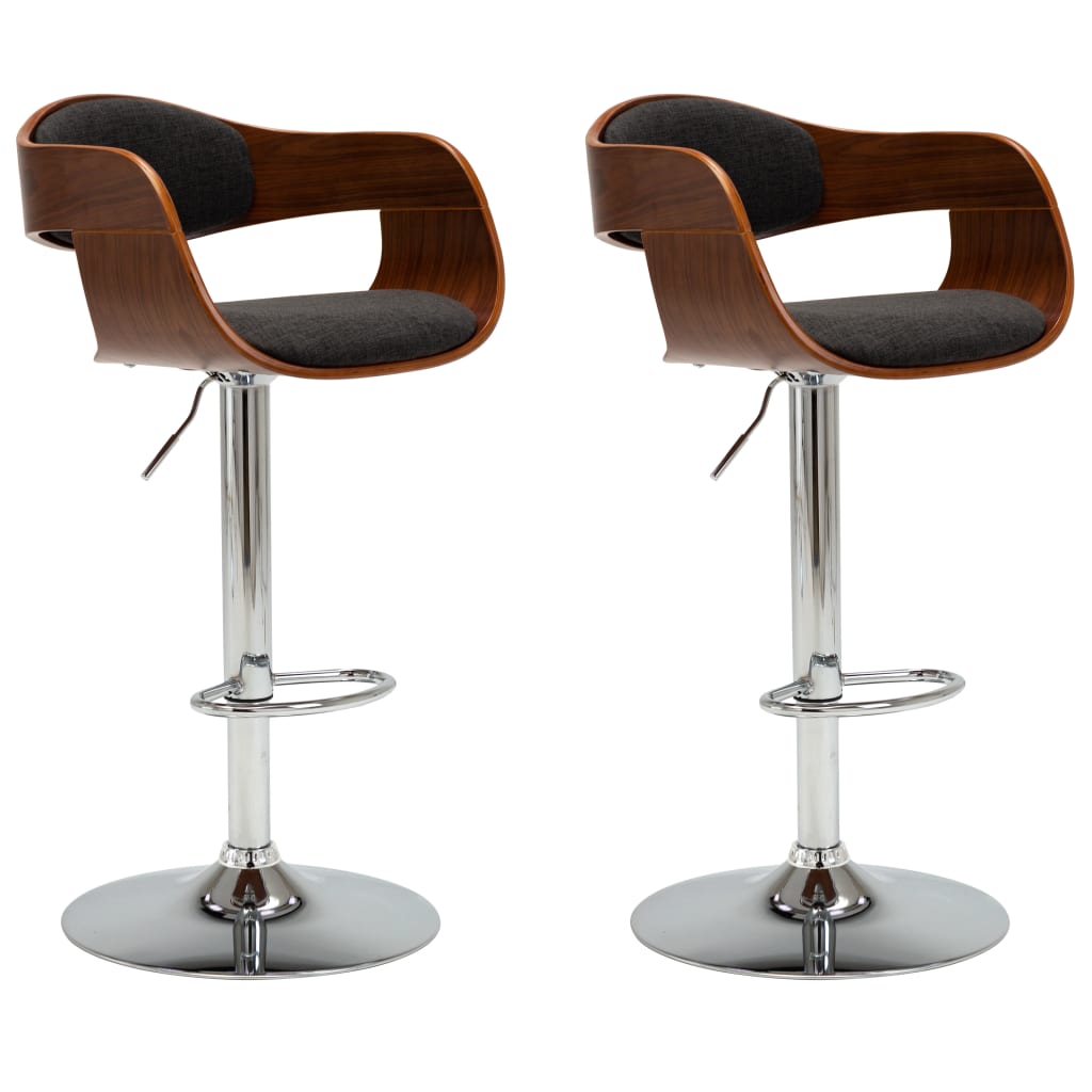 Bar Chairs 2 pcs Grey Bent Wood and Fabric