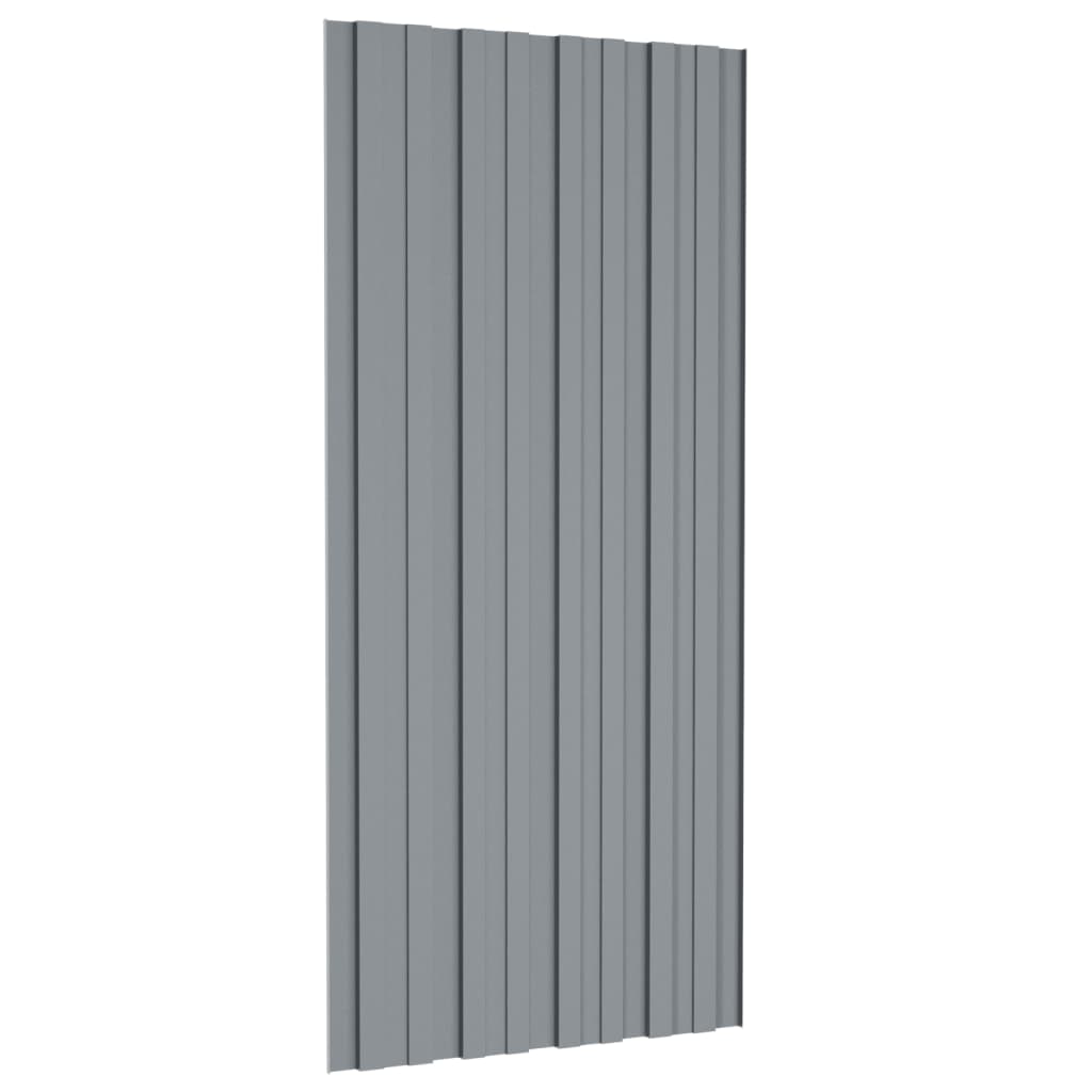Roof Panels 12 pcs Galvanised Steel Silver 100x45 cm