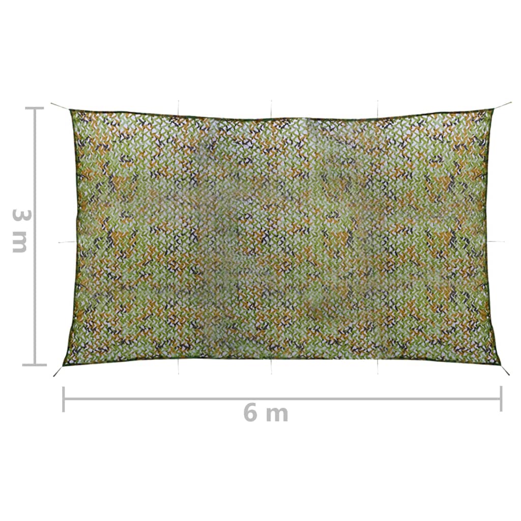 Filet de camouflage avec sac de rangement 3x6 m Vert