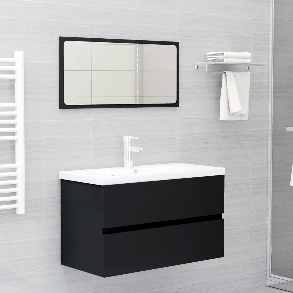 Sink Cabinet Black 80x38.5x45 cm Engineered Wood