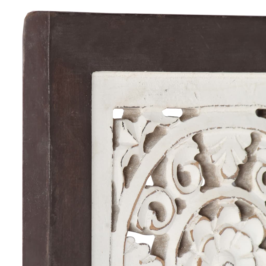 Hand-Carved Wall Panel MDF 60x60x1.5 cm Brown and White
