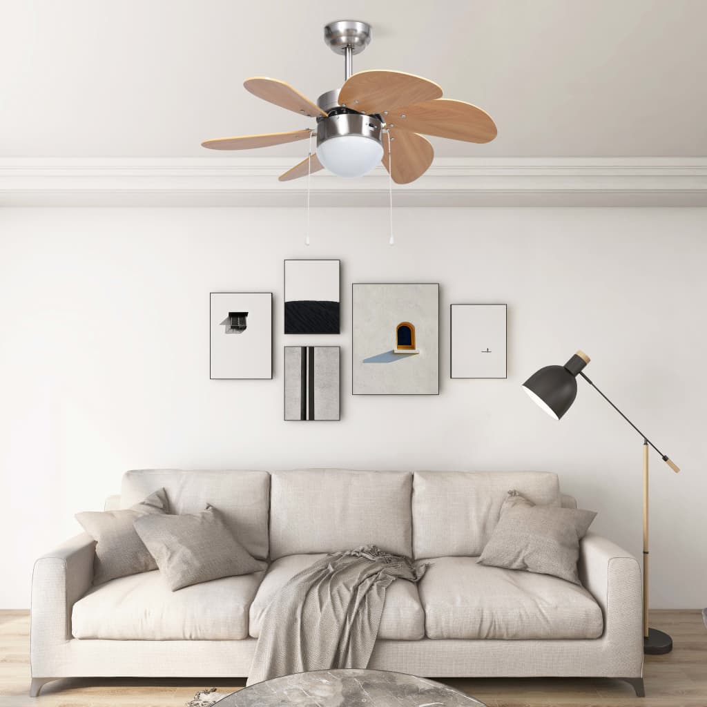 Ceiling Fan with Light 76 cm Light Brown
