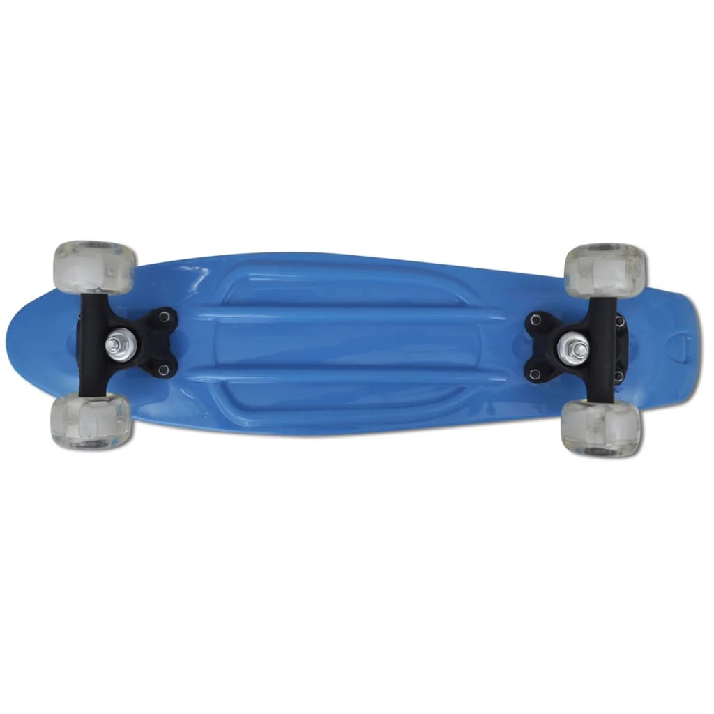 Retro Skateboard with LED Wheels Blue