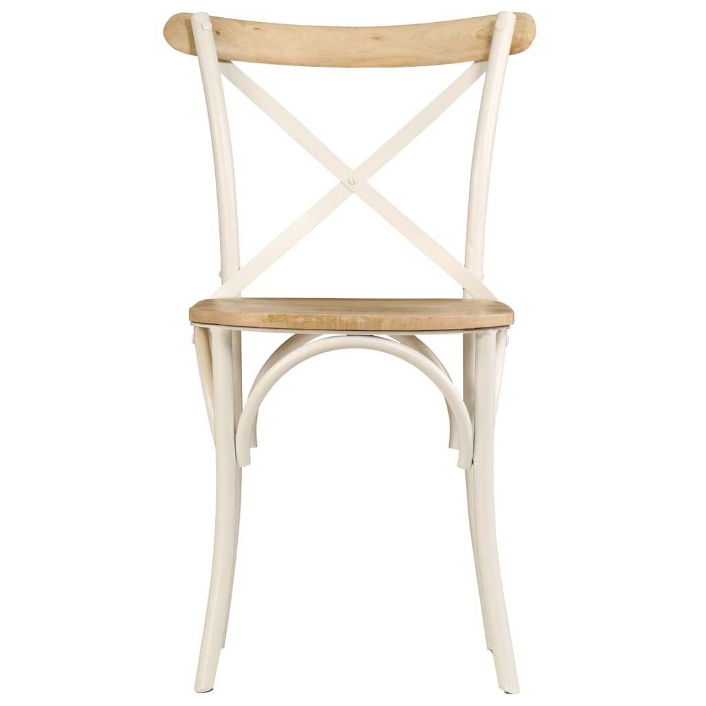 Cross Chairs 2 pcs White Solid Mango Wood