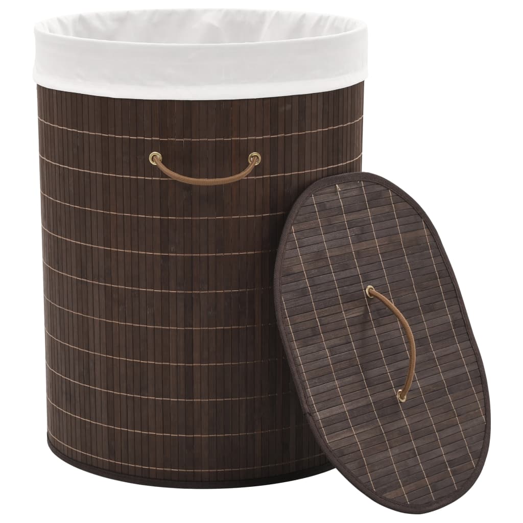 Bambus-Wäschekorb Oval Dunkelbraun