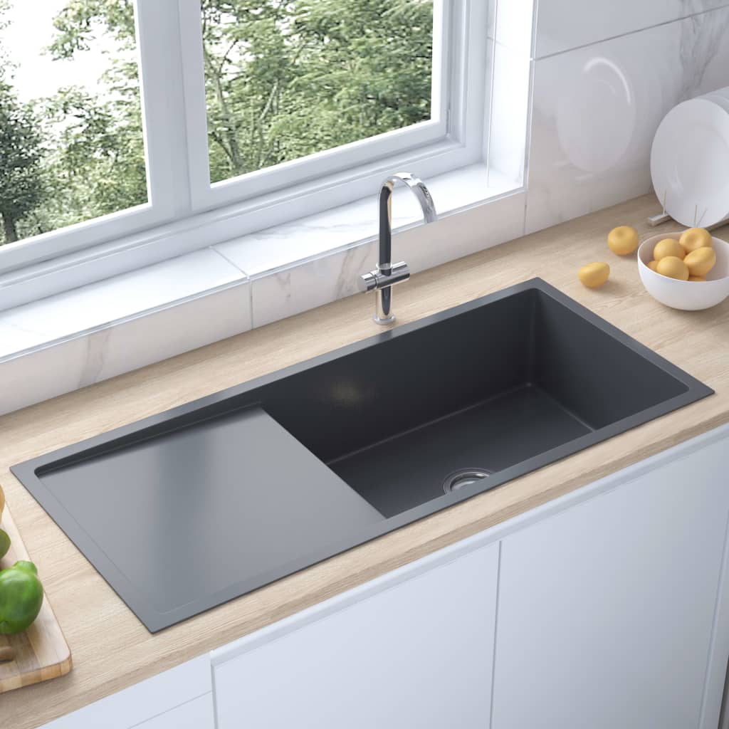 51527 Handmade Kitchen Sink Black Stainless Steel