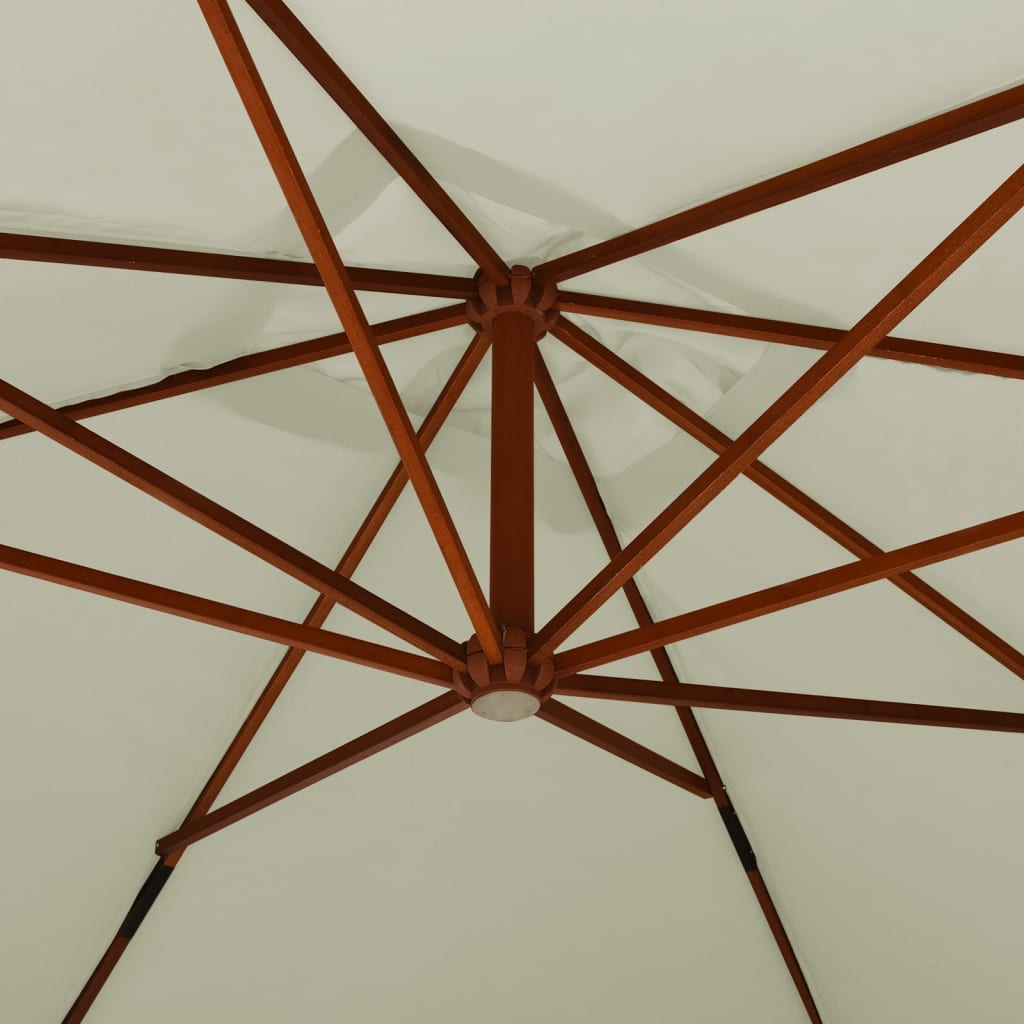 Ampelschirm mit Holzmast 400x300 cm Sandweiss 